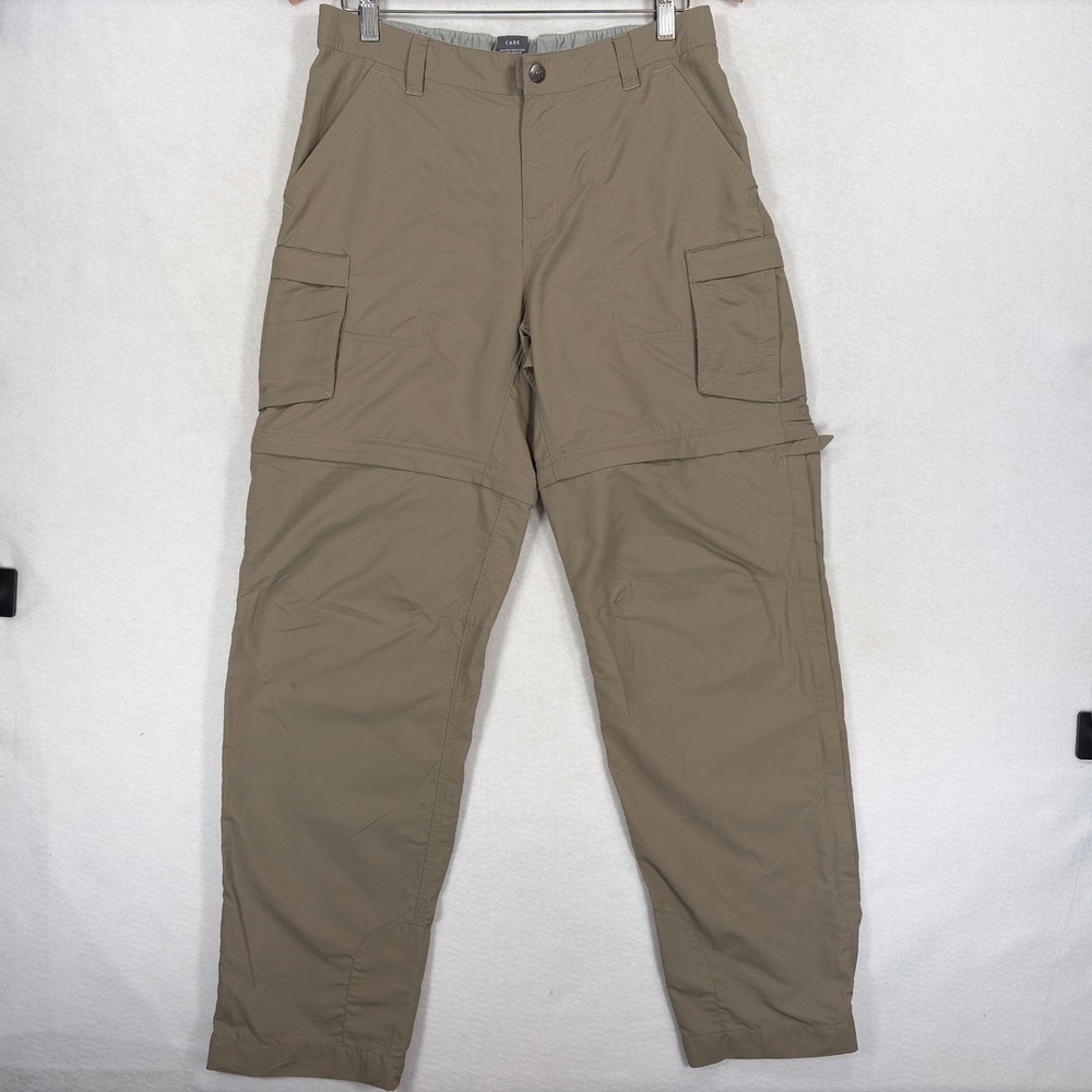 REI Sahara Convertible Hiking Pants Womens 8 Khaki Nylon Cargo Zip Off Trousers